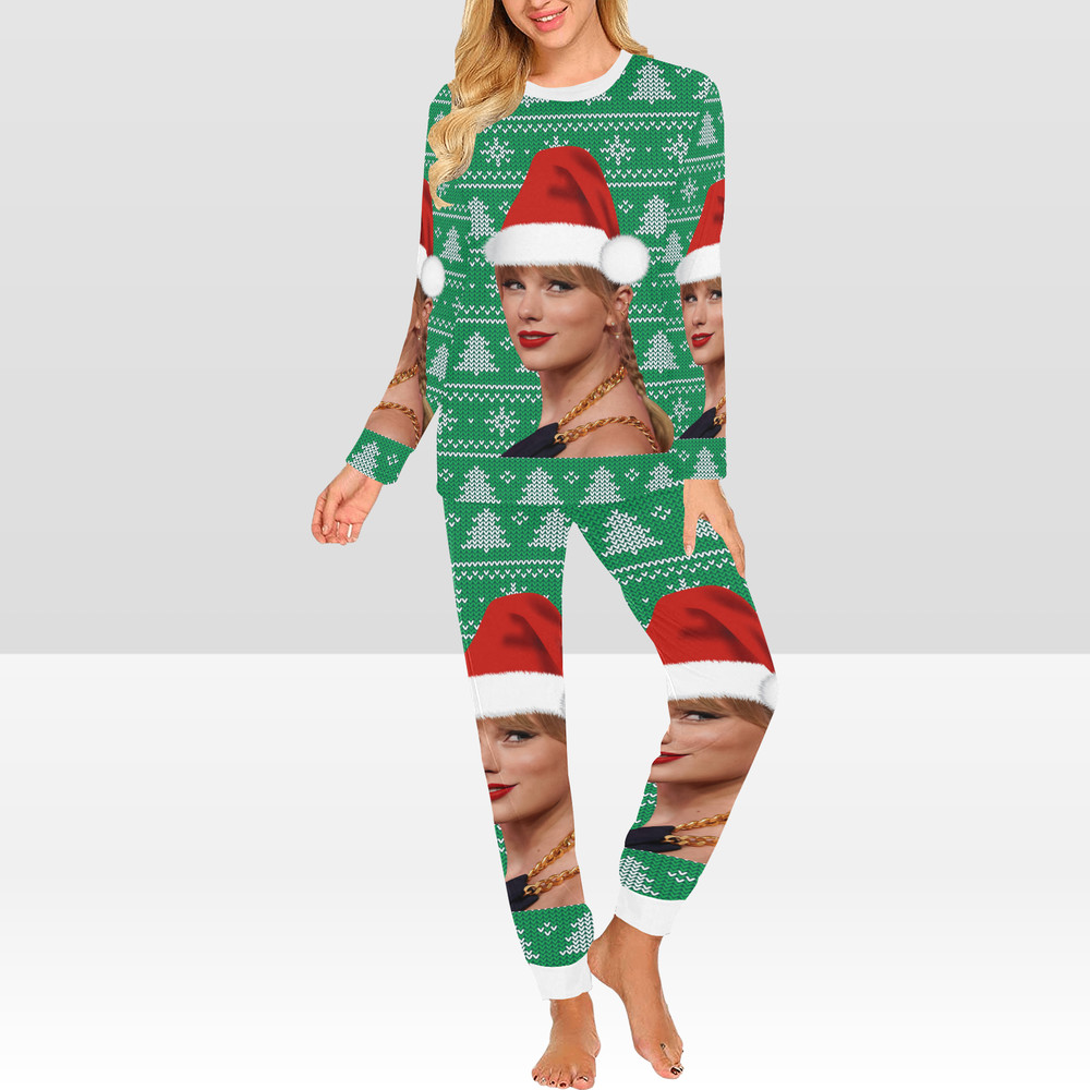 Merry Swiftmas Taylor Swift Eras Tour Ugly Christmas Women's Pajamas Set.png