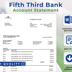 fifth third bank statement fully editable and customizable