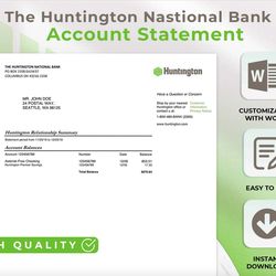 huntington bank statement template editable