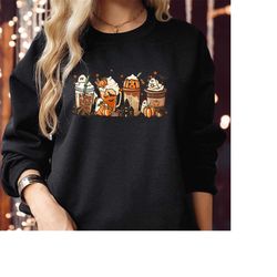 sweatshirt  (1958) horror iced pumpkin coffee, halloween fall autumn coffee spooky season vibes thanksgiving skeleton sp
