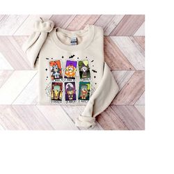 blue dog horror tarot card sweatshirt and hoodie, halloween horror balloon sweatshirt, halloween sweatshirt, halloween g