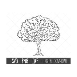 Tree SVG, tree heart svg, tree silhouette, tree roots svg, family tree clipart, tree cut file, tree outline, tree cricut