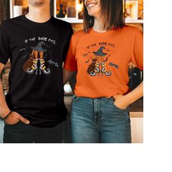 t-shirt (1975) if the shoe fits witch hat shoes broom bats shirt cute ghost bat cat spooky scary witch vampire gift for