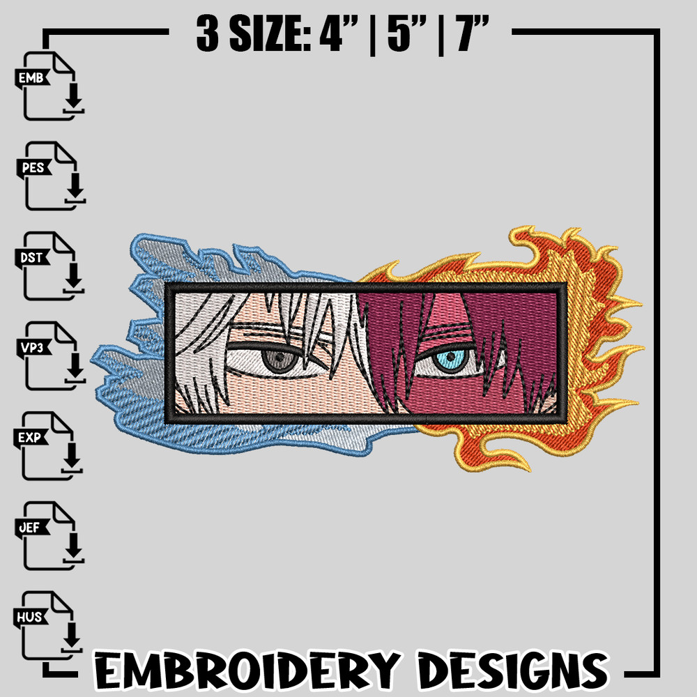 Todoroki Shouto embroidery design