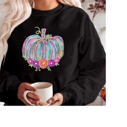 sweatshirt (1933) floral water colour fall pumpkin thanksgiving scary horror evil ghost bat skeleton vampire monster hal
