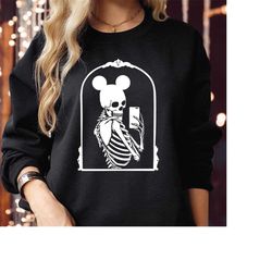sweatshirt (1921) selfie mirror skeleton, spooky season halloween vibes jack coffee drinking horror scary thanksgiving c