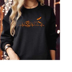 sweatshirt (1884) heartbeat spooky halloween pumpkin- scary horror evil ghost bat skeleton vampire monster halloween spo