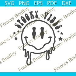 vintage spooky vibes svg halloween smiley face svg file