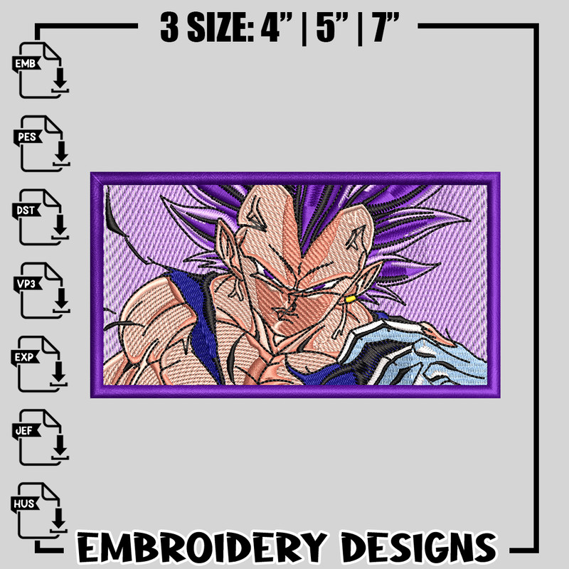 Vegeta Saiyan framed embroidery design