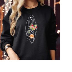 sweatshirt (1797) floral scary halloween ghost thanksgiving halloween vibes spooky season witch bat vampire boo skeleton