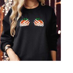 sweatshirt (1796) pumpkin boobs skeleton hand scary horror evil ghost bat vampire monster halloween spooky vibes costume