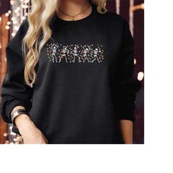 sweatshirt (1791) dancing skeleton with fall autumn leaves spooky season halloween vibes coffee drinking horror scary th