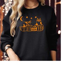 sweatshirt (1779) pumpkin halloween cat spooky season boo spider pumpkin ghost witch thanksgiving skeleton vibes hallowe