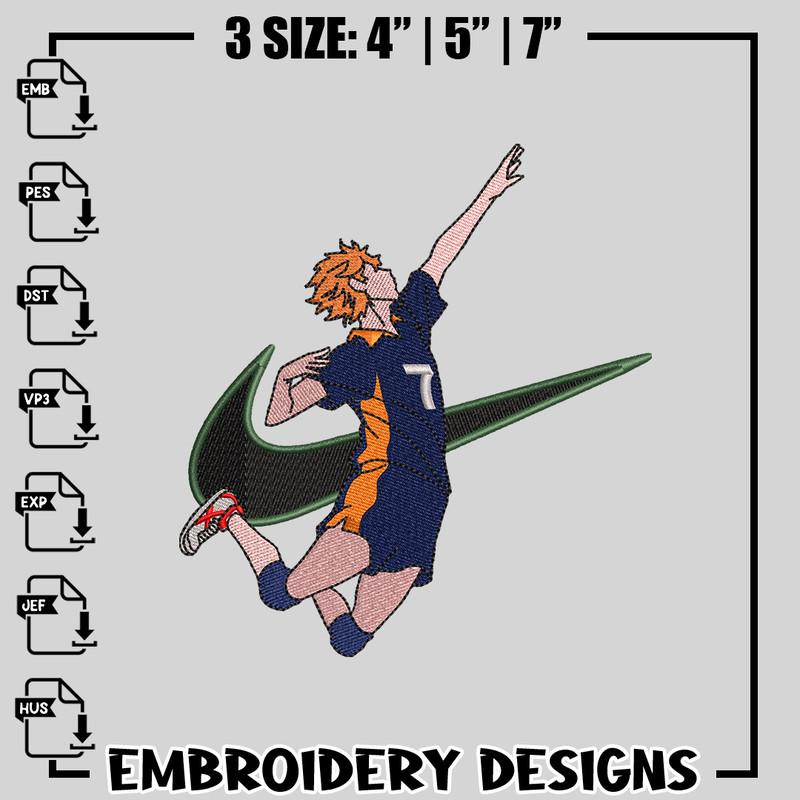 Hinata Shouyou nike embroidery design