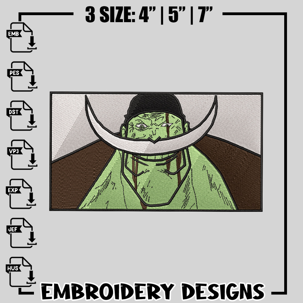 white beard embroidery design