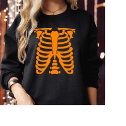 Sweatshirt (1741) Rib Cage X-ray Skeleton Halloween Sweatshirts Skull Spooky Bones Ribs Rib Cage Punk Hand Scary Horror