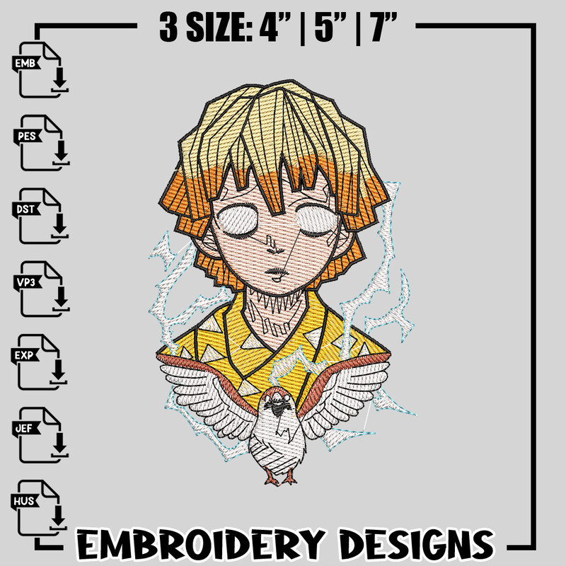Zenitsu embroidery design