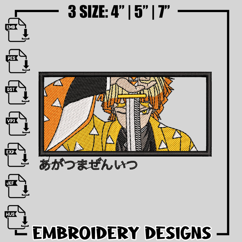 Zenitsu sword embroidery design