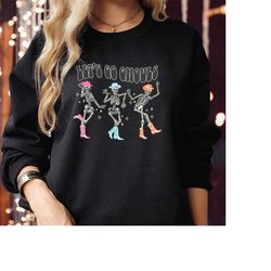 sweatshirt (2011) let's go ghouls ghost halloween vibes skeleton coffee drinking horror scary thanksgiving costume boys
