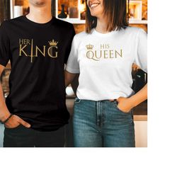 tshirt (1502) her king his queen valentine's day t-shirt happy valentines day cute sweet heart funny men women couple ma