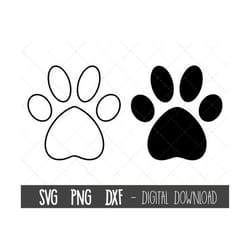dog paw print svg, paw print outline svg, paw svg, animal paw print svg, paw clipart svg, png, dxf, paw print cricut sil