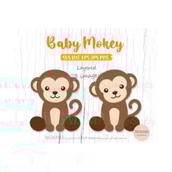 baby monkey svg,monkey svg for cricut,cut file,layered,dxf,safari animals svg,png,clipart,vinyl,silhouette,instant downl