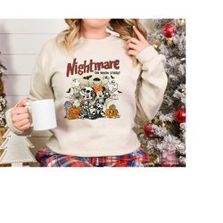 Halloween Nightmare Sweatshirt, Nightmare Hoodie, Jack Skellington Sweater, Horror Movie Characters, Halloween Party Gif