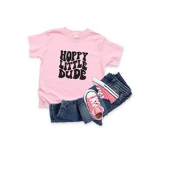 Hoppy Little Dude Shirt I Trendy Toddler Boy Graphic Tees I Dad's Dude Shirts I Cute Boys Funny T-Shirt I Cool Kid T-Shi