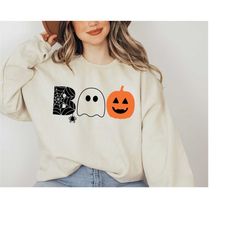 Halloween Boo Sweatshirt, Halloween Ghost Sweatshirt, Halloween Pumpkin Sweatshirt, Spider Halloween Sweatshirt, Pumpkin