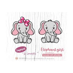 Baby girl elephant SVG,Elephant svg file,Elephant svg cut file,Baby Shower,svg files for Cricut,Birthday,Silhouette,Inst