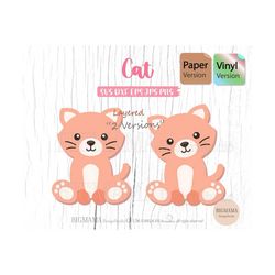 Baby Cat SVG,Cricut,Cut File,Paper,Layered,DXF,Craft,Cute,Animal Svg,Cat Svg For CriCut,Baby,Kitten,Viynl,Silhouette,Ins