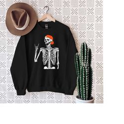 Rock On Skeleton Hand Sweater, Halloween Spooky Sweatshirt, Skeleton Sweatshirt, Skeleton Hands Hoodie, Peace Sign Hands