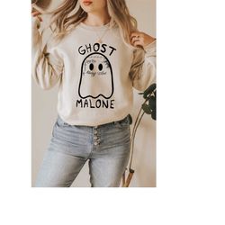 Ghost Malone Sweatshirt, Halloween Sweatshirt, Funny Halloween Crewneck, Cute Ghost Hoodie