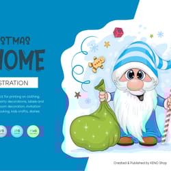 cute christmas gnome. christmas art.