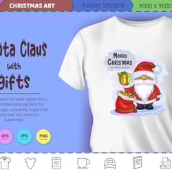 santa claus with a gifts. christmas art.
