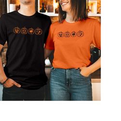 T-SHIRT (1985) 4 Pack Scary Pumpkin Faces Fall Autumn Cute Thanksgiving Patch Spice Hello Hellow Fall Womens Varieties P