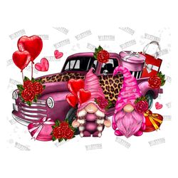 valentine's day gnomes with truck png sublimation design download, happy valentine's day png, valentine's gnomes png, su