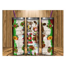 ho ho ho western christmas cow tumbler,20oz skinny tumbler design,christmas 20oz tumbler png, christmas tumbler png,cow