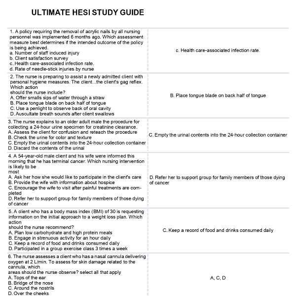 400 Questions Guide ULTIMATE HESI STUDY GUIDE, OVER 400 TEST BANK QUESTIONS, BES | Inspire ...