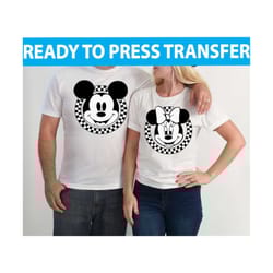 ready to press disney checkered minnie & mickey dtf transfers , disney dtf transfer , ready to press ,transfers for shir