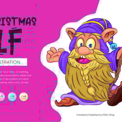 cartoon christmas elf. christmas art.
