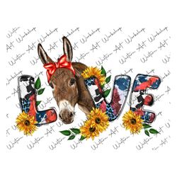 love donkey with sunflower png, donkey love png, donkey sublimation, bandana png, donkey png, farm animals png, farm png