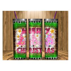 merry christmas pink treetumbler,20oz skinny tumbler design,christmas 20oz tumbler,christmas tumbler,pink tree png,glitt
