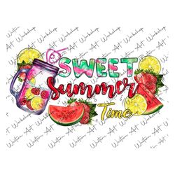 sweet summer time watermelon cocktail png, summer sublimation, margarita png, cocktail png, strawberry, lemon,fruits png