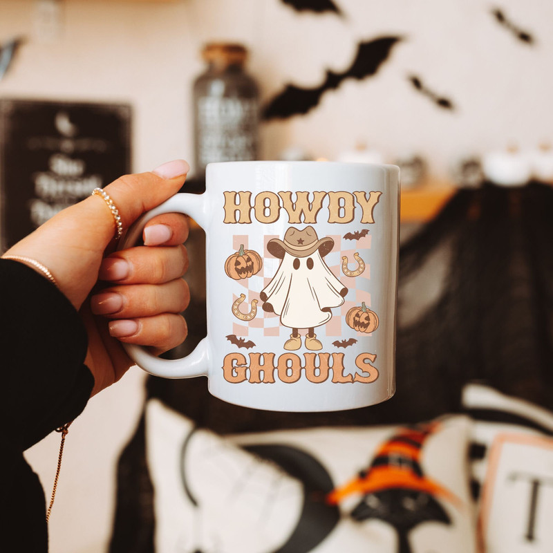 Howdy Ghouls Halloween Coffee Mug Spooky Season Ya'll Western Mug Ghost Coffee Cup Funny Halloween Mug - 2.jpg