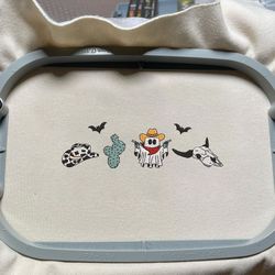 Cute Ghost Cowboy Embroidery Machine Design, Western Spooky Embroidery Machine Design, Spooky Halloween Embroidery File