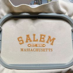 Salem Est 1692 Embroidery Machine Design, Massachusetts Embroidery Design, Halloween Witches Embroidery File