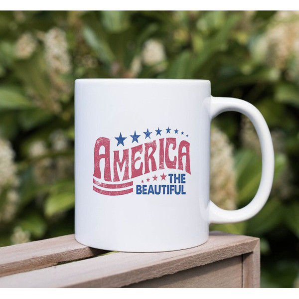 America the Beautiful Mug, Stars and Stripes Mug, Retro America Gift, 4th Of July Mug - 2.jpg