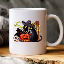 Black Cat Halloween Mug, Funny Halloween Mug