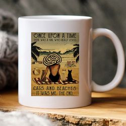 Cat And Beaches Mug, Black Cat Mug
